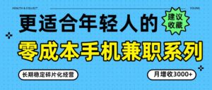 零成本手机兼职系列，长期稳定碎片化经营，月增收3000+-爱找项目网