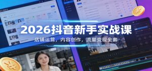 2026抖音新手实战课：店铺运营，内容创作，流量变现全套-爱找项目网