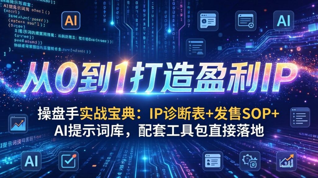 操盘手实战宝典：IP诊断表+发售SOP+AI提示词库，配套工具包直接落地，从0到1打造盈利IP-爱找项目网
