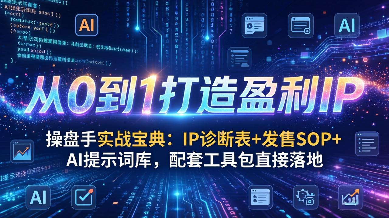 操盘手实战宝典：IP诊断表+发售SOP+AI提示词库，配套工具包直接落地，从0到1打造盈利IP-爱找项目网