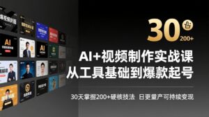 AI+视频制作实战班-3月更新：从工具基础到爆款起号，30天掌握200+硬核技法，日更量产可持续变现-爱找项目网