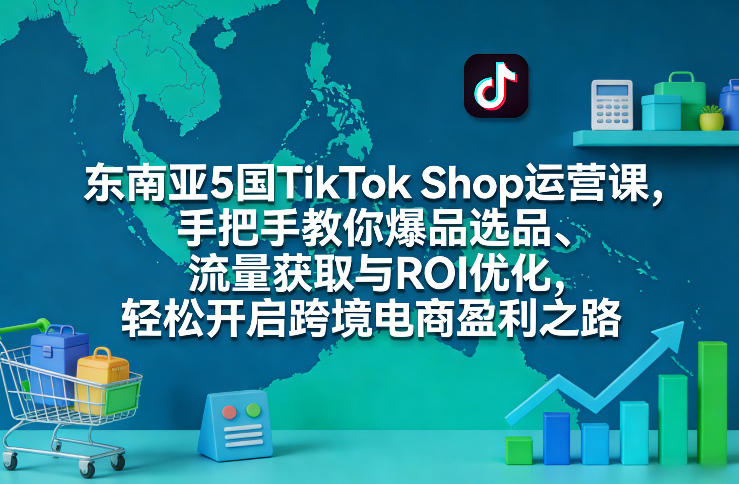 东南亚5国TikTok Shop运营课，手把手教你爆品选品、流量获取与ROI优化，轻松开启跨境电商盈利之路-爱找项目网