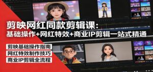 剪映网红同款剪辑：基础操作+网红特效+商业IP剪辑一站式精通-爱找项目网