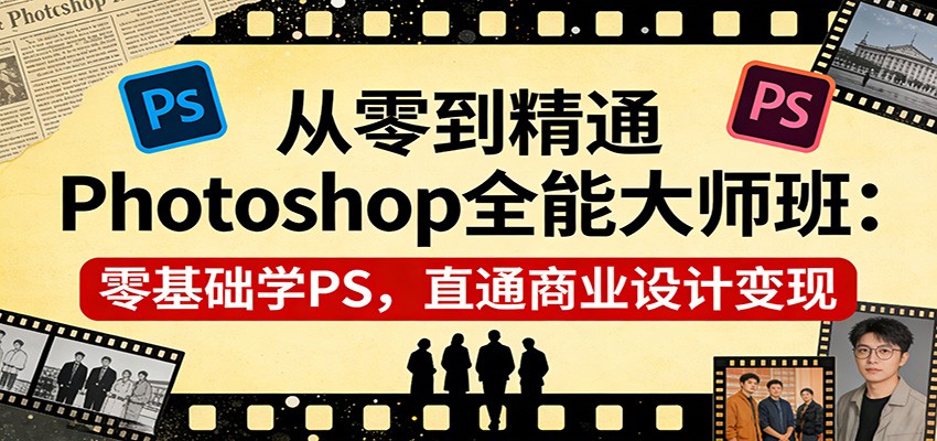 从零到精通Photoshop全能大师班：零基础学PS，直通商业设计变现-爱找项目网