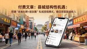 付费文章：县城结构性机遇：搭建“本地社群+朋友圈”私域变现模式，稳定获取副业收入-爱找项目网