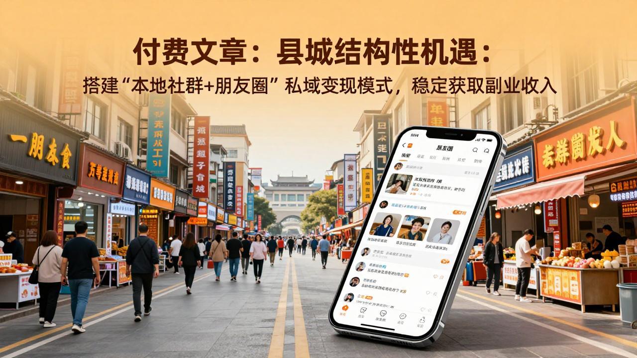 付费文章：县城结构性机遇：搭建“本地社群+朋友圈”私域变现模式，稳定获取副业收入-爱找项目网