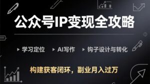 公众号IP变现全攻略-更新，学习定位、AI写作、钩子设计与转化，构建获客闭环，副业月入过万-爱找项目网