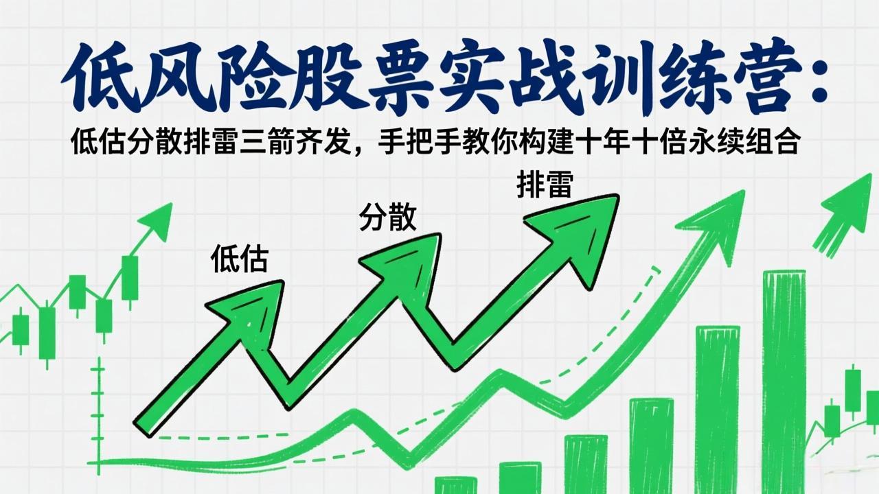 低风险股票实战训练营：低估分散排雷三箭齐发，手把手教你构建十年十倍永续组合-爱找项目网