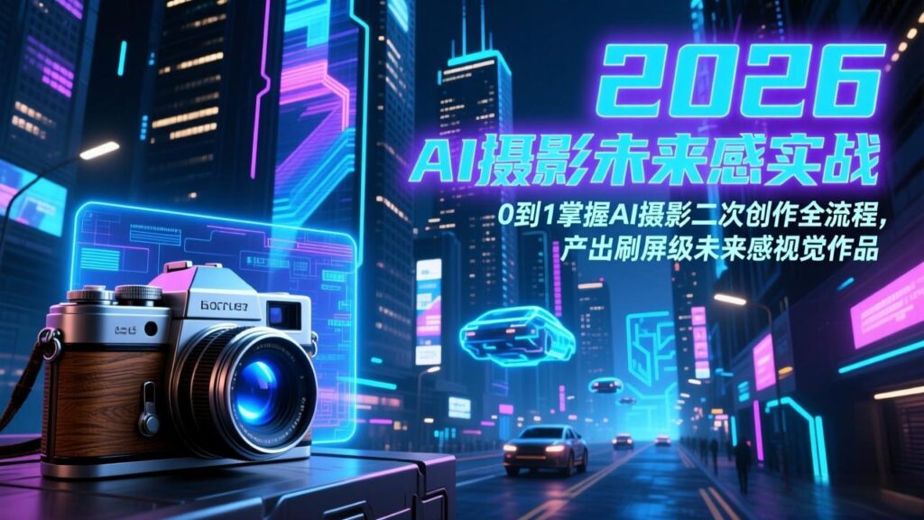 2026 AI摄影未来感实战:0到1掌握AI摄影二次创作全流程,产出刷屏级未来感视觉作品-爱找项目网