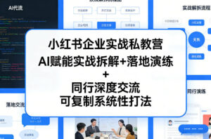 小红书企业实战私教营，AI赋能实战拆解+落地演练+同行深度交流，可复制系统性打法-爱找项目网