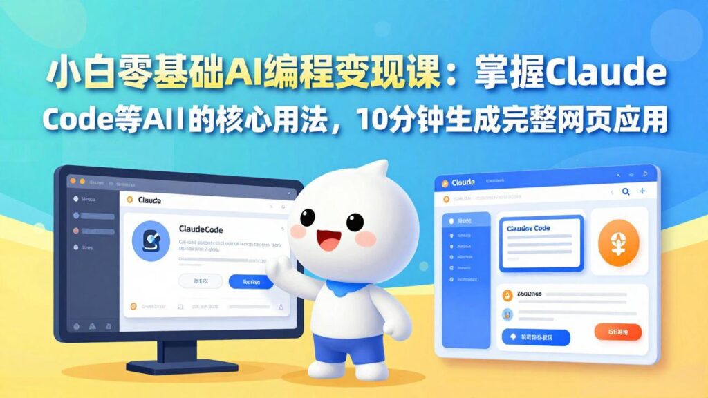 小白零基础AI编程变现课：掌握Claude Code等AI工具的核心用法，10分钟生成完整网页应用-爱找项目网