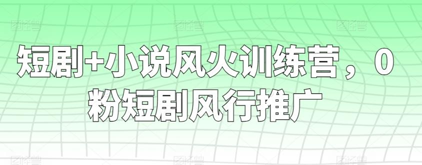 短剧+小说风火训练营，0粉短剧风行推广-爱找项目网