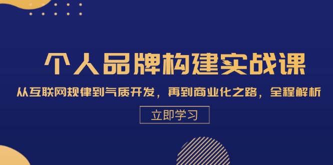 个人品牌构建实战课：从互联网规律到气质开发，再到商业化之路，全程解析-爱找项目网