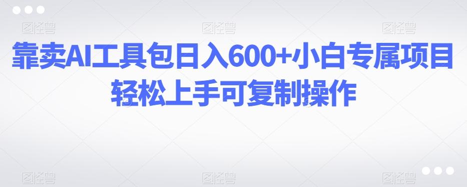 靠卖AI工具包日入600+小白专属项目轻松上手可复制操作-爱找项目网