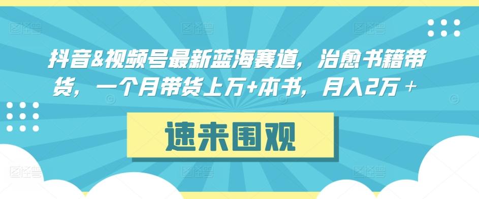 抖音&视频号最新蓝海赛道，治愈书籍带货，一个月带货上万+本书，月入2万＋【揭秘】-爱找项目网