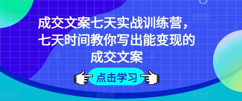 成交文案七天实战训练营，七天时间教你写出能变现的成交文案-爱找项目网