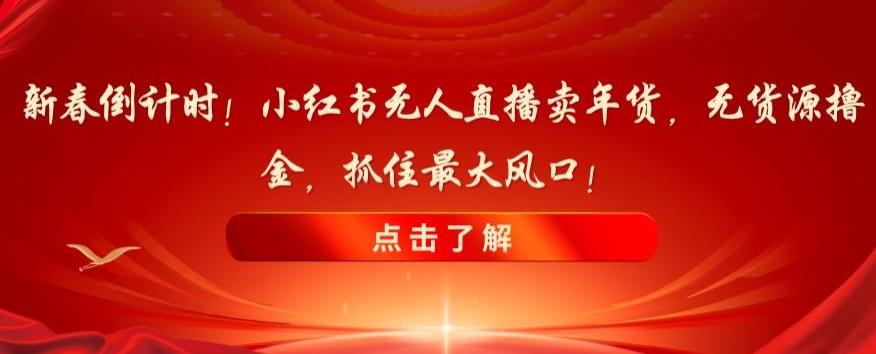 新春倒计时！小红书无人直播卖年货，无货源撸金，抓住最大风口【揭秘】-爱找项目网