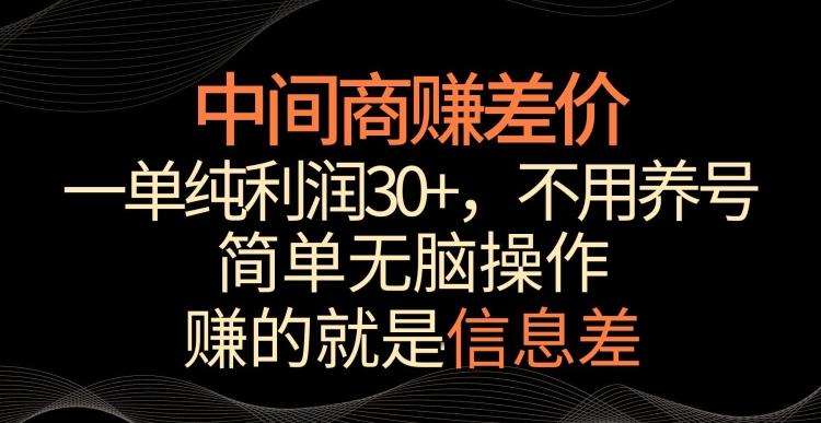 中间商赚差价，一单纯利润30+，简单无脑操作，赚的就是信息差，轻轻松松日入1000+【揭秘】-爱找项目网