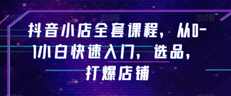 抖音小店全套课程，从0-1小白快速入门，选品，打爆店铺-爱找项目网