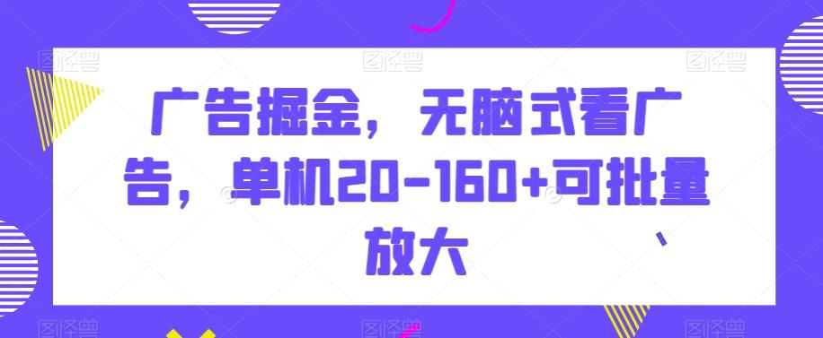 广告掘金，无脑式看广告，单机20-160+可批量放大【揭秘】-爱找项目网