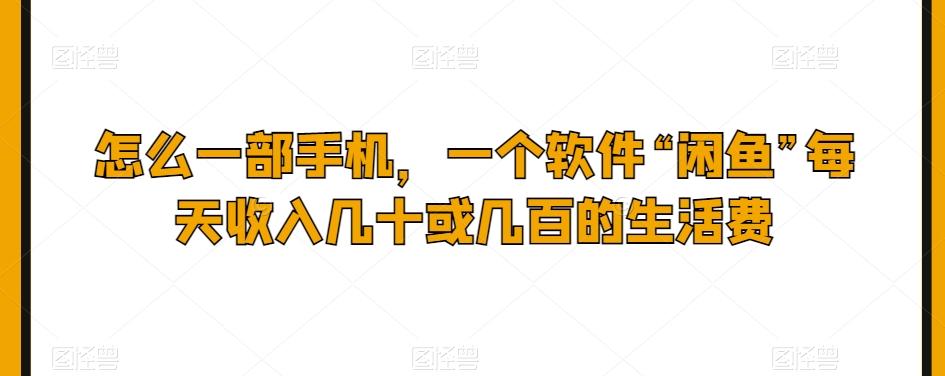 怎么一部手机，一个软件“闲鱼”每天收入几十或几百的生活费-爱找项目网