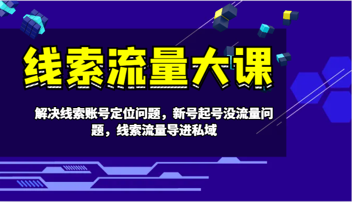 线索流量大课-解决线索账号定位问题，新号起号没流量问题，线索流量导进私域-爱找项目网