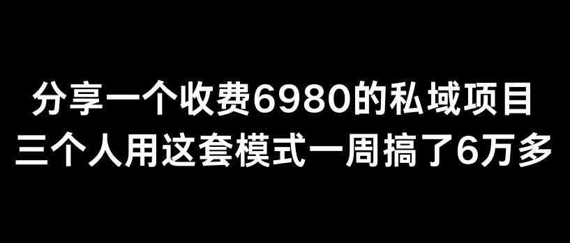 分享一个外面卖6980的私域项目三个人用这套模式一周搞了6万多【揭秘】-爱找项目网
