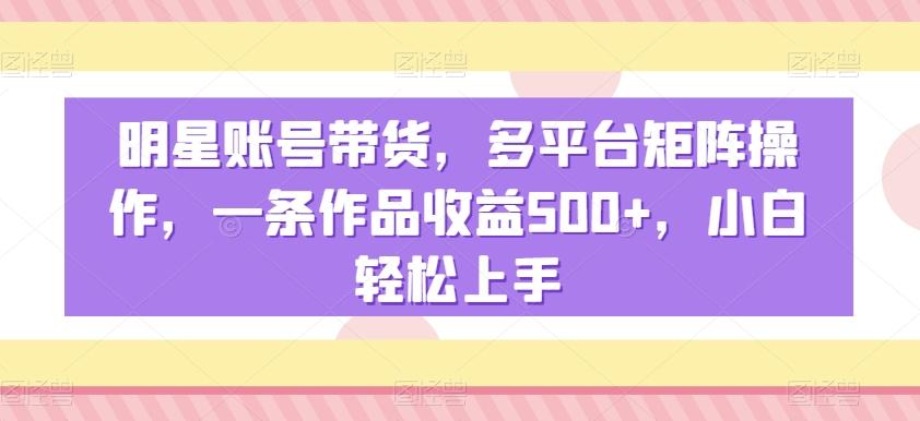 明星账号带货，多平台矩阵操作，一条作品收益500+，小白轻松上手【揭秘】-爱找项目网
