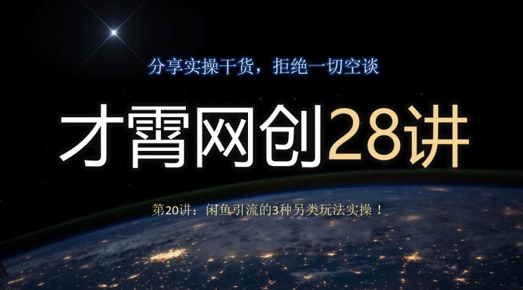 才霄网创28讲第20讲：闲鱼引流的3种另类玩法实操！-爱找项目网