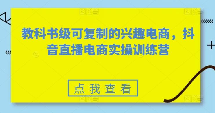 教科书级可复制的兴趣电商，抖音直播电商实操训练营-爱找项目网