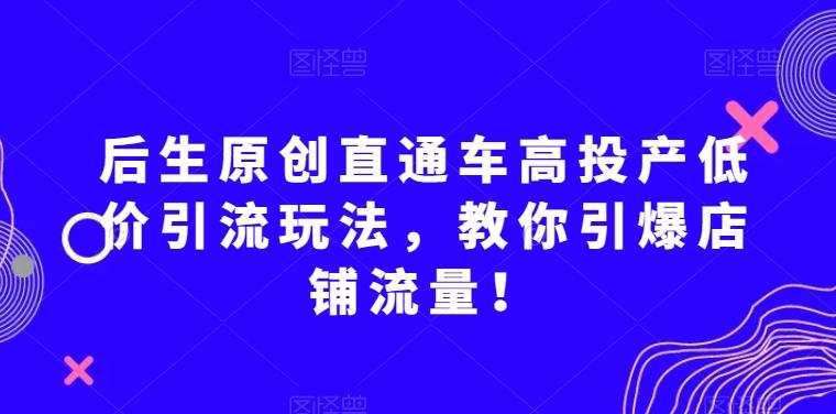 后生原创直通车高投产低价引流玩法，教你引爆店铺流量！-爱找项目网
