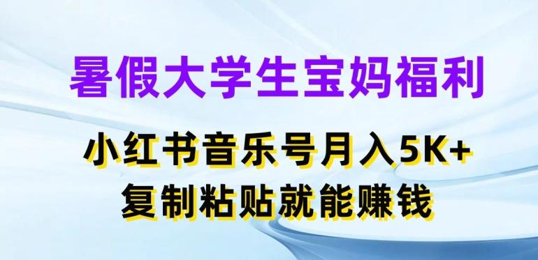 暑假大学生宝妈福利，小红书音乐号月入5000+，复制粘贴就能赚钱【揭秘】-爱找项目网