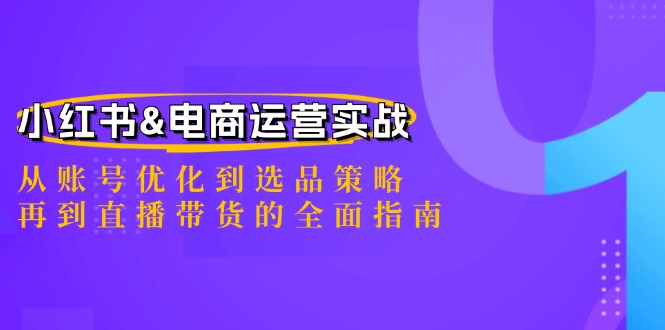 小红书&电商运营实战：从账号优化到选品策略，再到直播带货的全面指南-爱找项目网