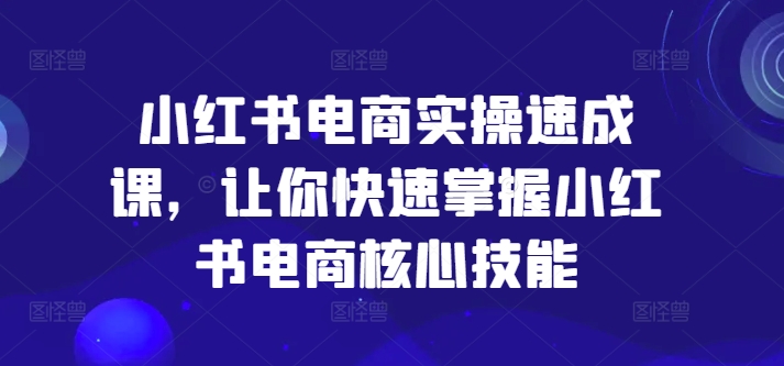 小红书电商实操速成课，让你快速掌握小红书电商核心技能-爱找项目网