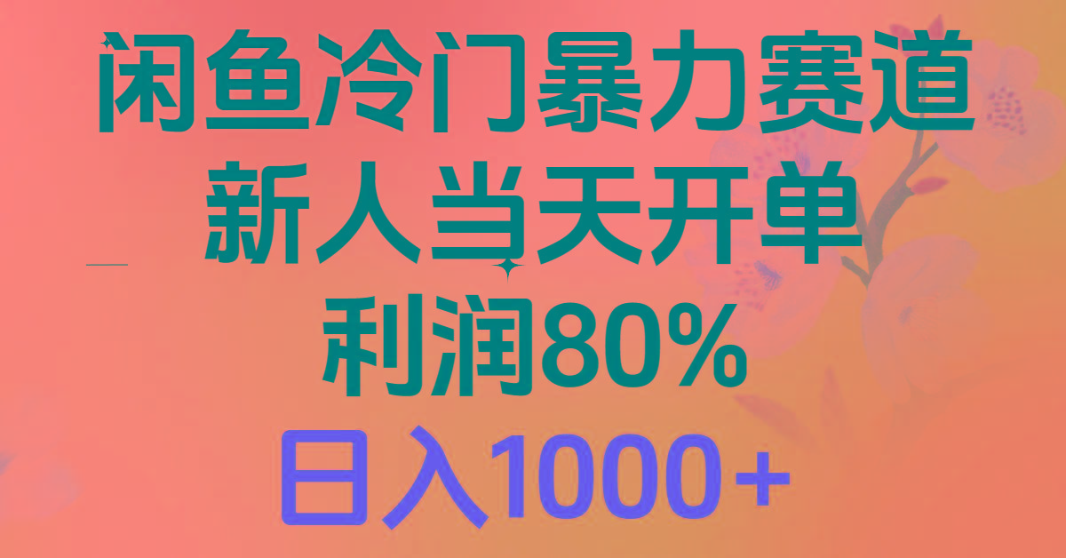 2024闲鱼冷门暴力赛道，新人当天开单，利润80%，日入1000+-爱找项目网