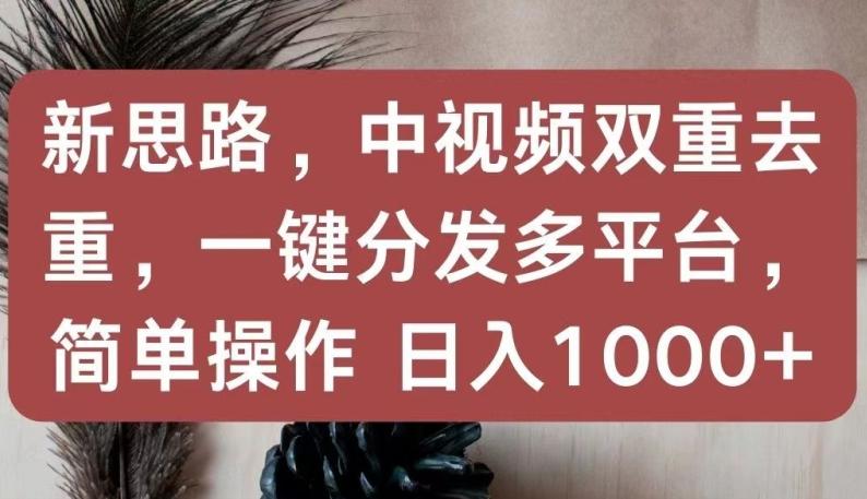 新思路，中视频双重去重，一键分发多平台，简单操作，日入1000+【揭秘】-爱找项目网