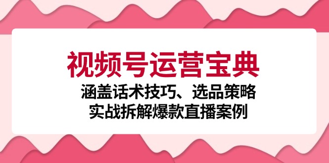 视频号运营宝典：涵盖话术技巧、选品策略、实战拆解爆款直播案例-爱找项目网