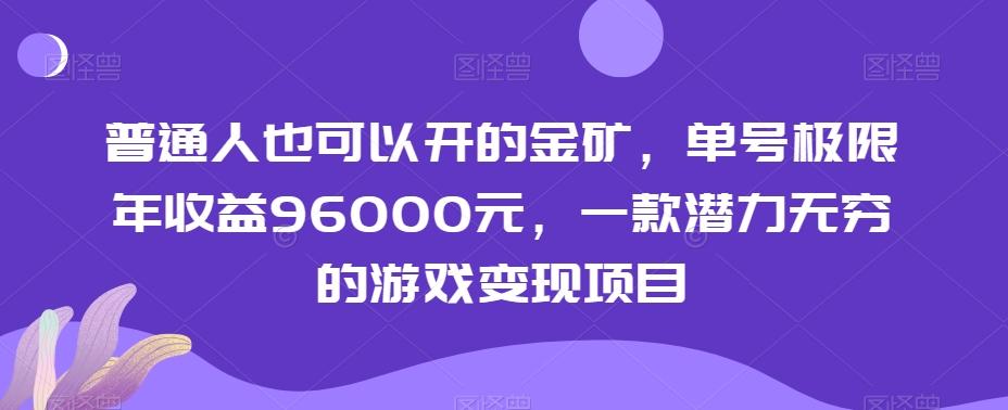 普通人也可以开的金矿，单号极限年收益96000元，一款潜力无穷的游戏变现项目【揭秘】-爱找项目网