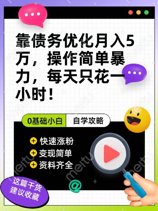 靠债务优化月入五万，每天只要花两个小时，多种方式轻松变现【揭秘】-爱找项目网