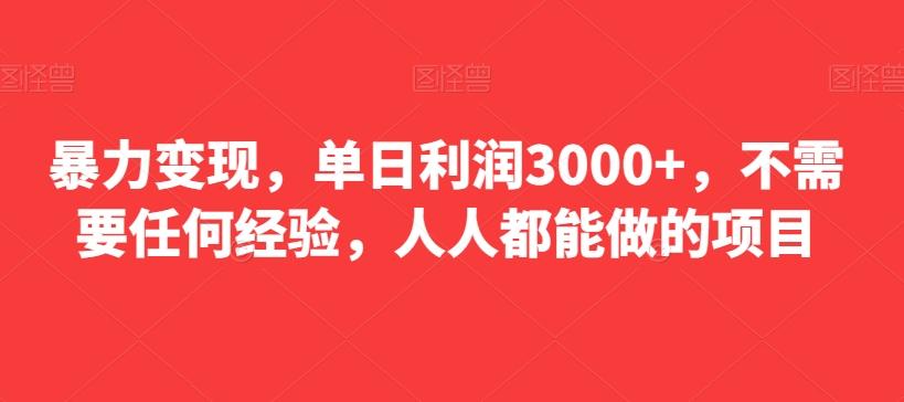 暴力变现，单日利润3000+，不需要任何经验，人人都能做的项目-爱找项目网