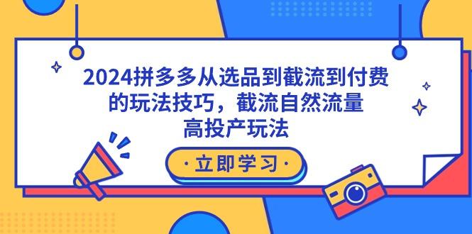 2024拼多多从选品到截流到付费的玩法技巧，截流自然流量玩法，高投产玩法-爱找项目网