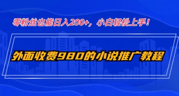 外面收费980的小说推广教程：零粉丝也能日入200+，小白轻松上手！-爱找项目网