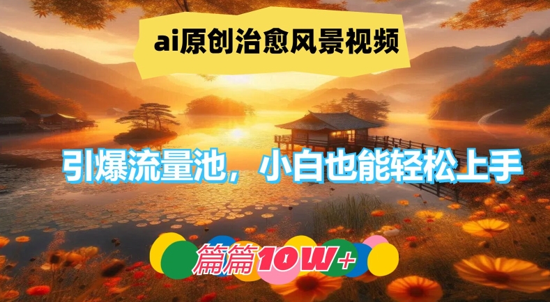ai原创治愈风景视频，引爆流量池，小白也能轻松上手，篇篇10w+【揭秘】-爱找项目网