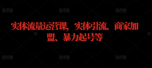 实体流量运营课，实体引流、商家加盟、暴力起号等-爱找项目网