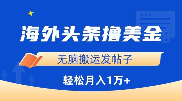 海外头条撸美金，无脑搬运发帖子，月入1万+，小白轻松掌握【揭秘】-爱找项目网