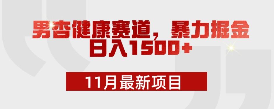 11月最新项目，男杏健康赛道，暴力掘金，日入1500+-爱找项目网