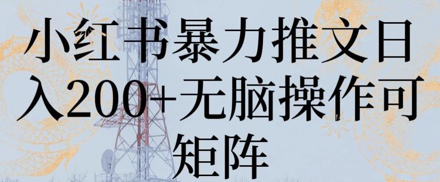 小红书暴力推文日入200+无脑操作可矩阵【揭秘】-爱找项目网