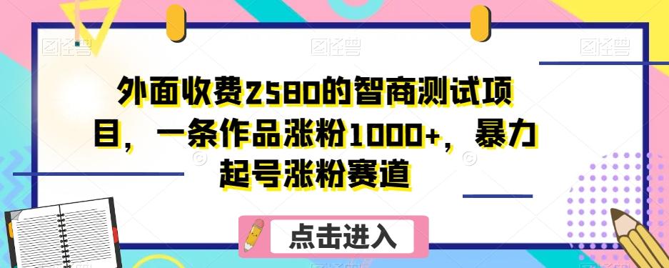 外面收费2580的智商测试项目，一条作品涨粉1000+，暴力起号涨粉赛道【揭秘】-爱找项目网