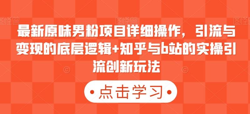 最新原味男粉项目详细操作，引流与变现的底层逻辑+知乎与b站的实操引流创新玩法-爱找项目网
