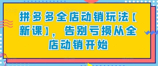 拼多多全店动销玩法【新课】，告别亏损从全店动销开始-爱找项目网